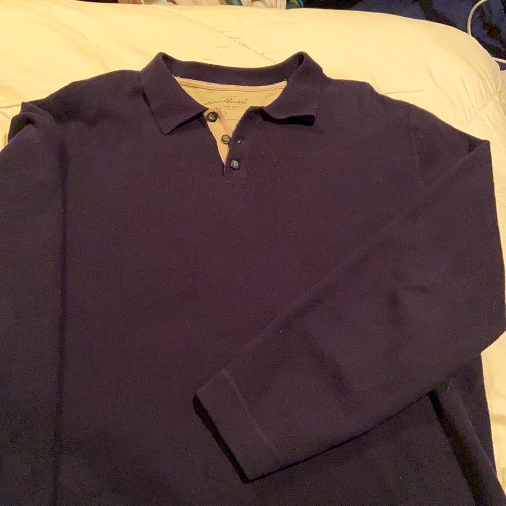 Classy, crisp navy Eddie Bauer men’s cotton sweater - XL